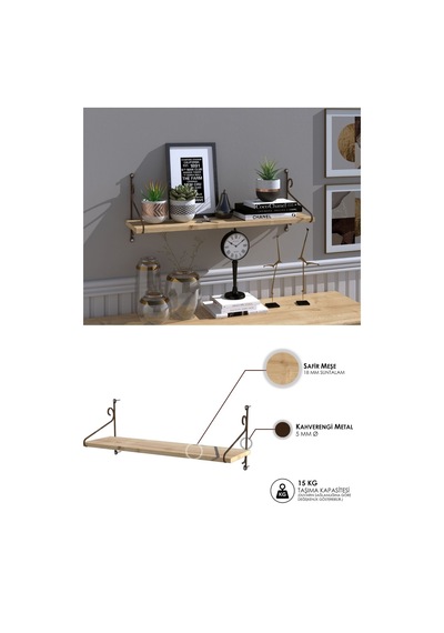 Decormet Seramoni Raf Seti 1 Raflı 200 720 Safir Meşe-malib Ahşap