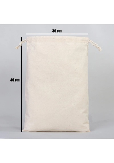 İsme Özel Kız Bebek Çocuk Kıyafet Kesesi 30x40 Cm %100 Pamuk Ham Bez İsim Baskılı Yıkanabilir Kişiye Özel Kese 1019kk Ekru