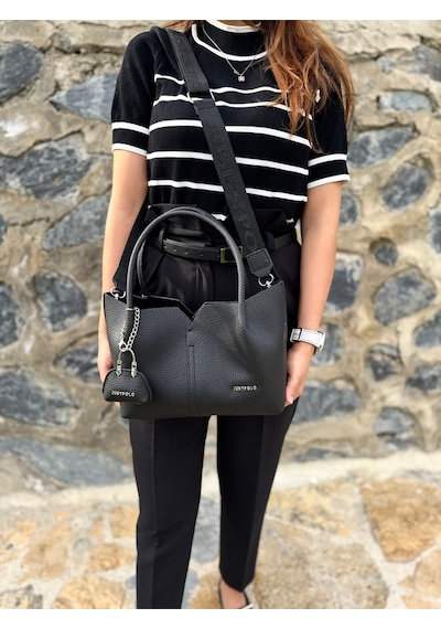 Just Polo Kadın Orijinal Just Polo Yumuşak Deri Ayarlanabilir Askılı Lüks El Ve Omuz Çantası Shoulder Bag Siyah