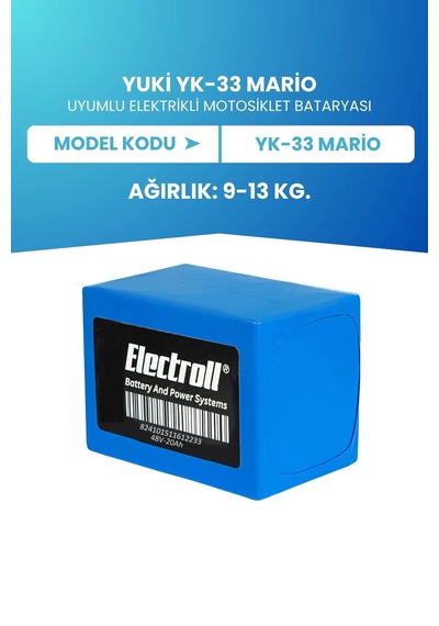 Yuki Yk-33 Mario Batarya Standart Kapasite Lifepo4 48v 20ah Elektrikli Motorsiklet Bataryası