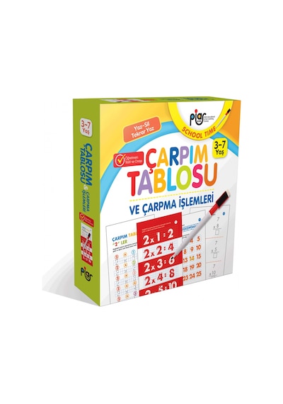 Çarpım Tablosu ve Çarpma Işlemleri / Yaz-Sil-Tekrar Yaz / 3-7 Yaş