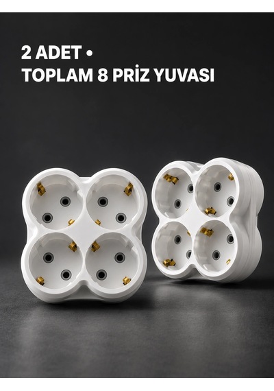 Zenvia Duvar Tipi 4 Çıkışlı Priz Çoğaltıcı Kablosuz Kompakt Tasarım 2 Adet Znv2026 Belirtilmemiş