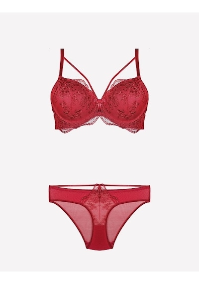 Moda Dua Kadın Nurteks 4485 Destekli Sütyen Takım Bordo