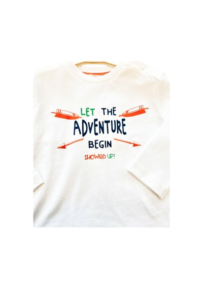 Çikoby Erkek Bebek Adventure Baskılı Pamuk Bluz-13713-ekru Ekru