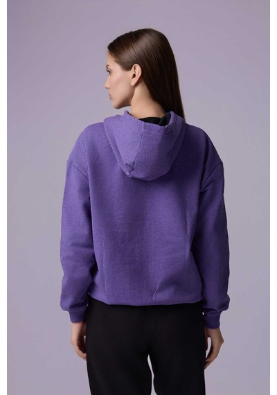Defys Defy S Kadın Oversize Kapüşonlu Fermuarlı Cepli Sweatshirt Mor - 527346818 Mor