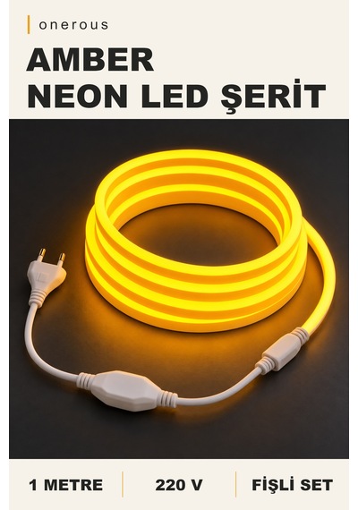 Onerous 1 M 220v Amber Neon Led Şerit, Fişli