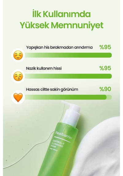 Fazla Sebum, Siyah Ve Beyaz Nokta Karşıtı Jel Temizleme Köpüğü Realbarrıer Control-t Cleansing Foam