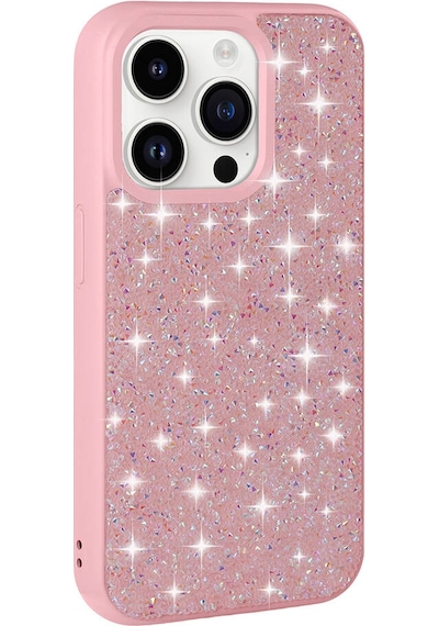 Apple Uyumlu iPhone 14 Pro Max Uyumlu Parlak Taşlı Tasarım Pırlanta Zore Kılıf-pembe Pembe -