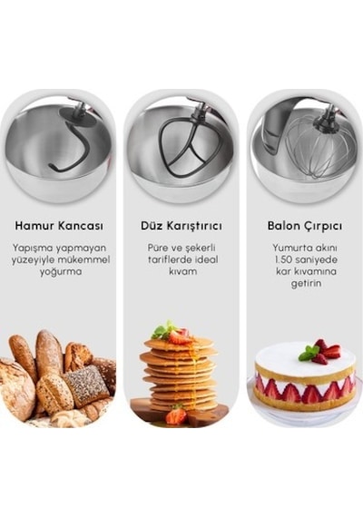 Karaca Mastermaid Chef Pro 1750 W Çift Kollu Stand Mikser