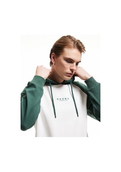 Koton Uzun Kollu Renk Kontrastlı Baskılı Kapşonlu Sweatshirt Yeşil 5sam70037mk Yeşil