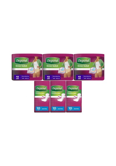 Depend Emici Külot Lohusa Pedi Xl 10 Adet +mesane Pedi 10lu 6lı