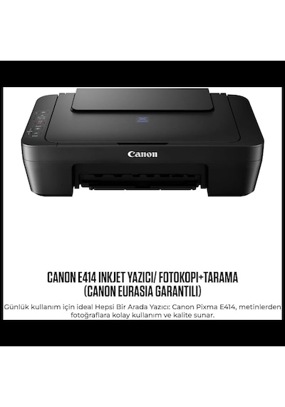 Canon Pıxma E414, Renkli, Kartuşlu, Yazıcı, Tarayıcı, Fotokopi, Usb  Mürekkep