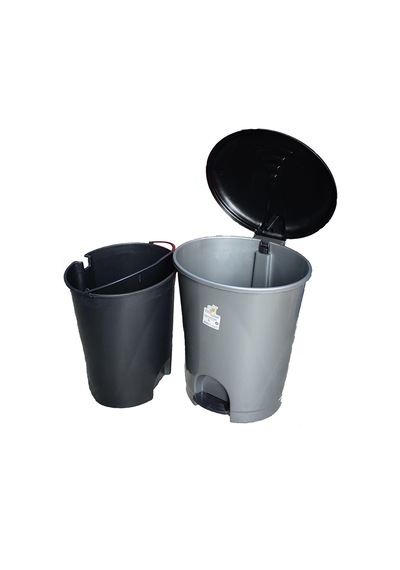 Plastik Pedallı Basmalı Açılır Kapak Çöp Kutusu Kovası / 12 Litre / Gri / 27 x 30 x 33 Cm. Gri