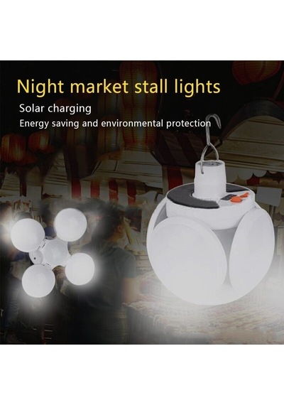 Yeni Nesil Solar Led Lamba Katlanır 5 Kanatlı 45 Ledli Şarjlı Ve