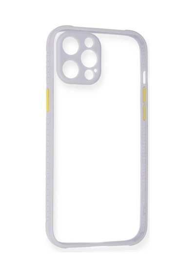 Apple İphone 12 Pro Max Kılıf Miami Şeffaf Silikon - Lila 0.2M-Çok Renkli