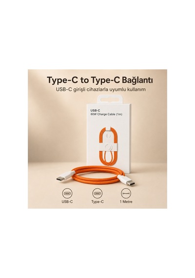 60w Usb-c Şarj Kablosu Type-c Örgülü Hızlı Şarj Kablosu İphone 15 16 17 Uyumlu