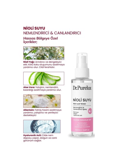 Nioli Suyu İntim Genital Koku Önleyici+yatıştırıcı+hyaluronik Asit & Kolajen Tonik Mist
