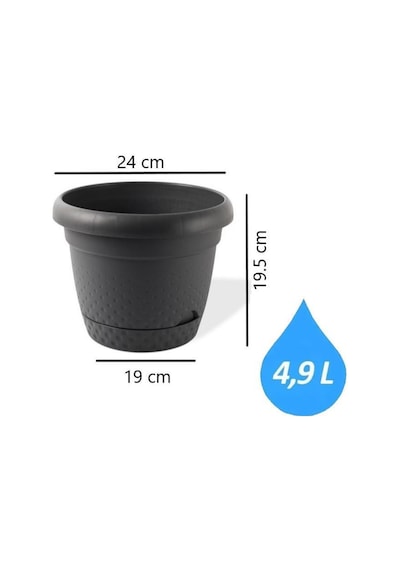 Omnipazar Krs Dekoratif İnci Bitki Çiçek Saksı Takımı 5'li Set Antrasit