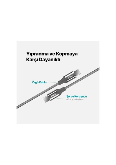 Alumicable Usb-c - Usb-c 300cm 60w Pd/qc Hızlı Şarj/data Kablosu Uzay Grisi