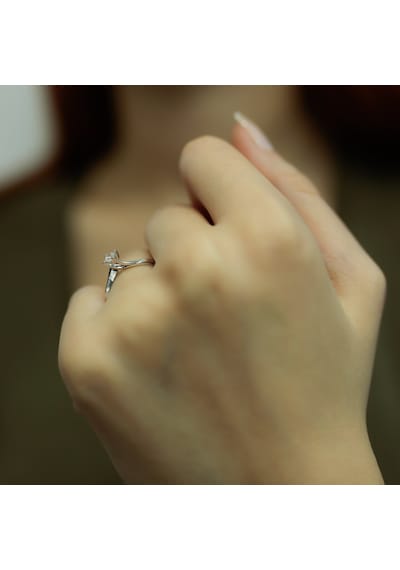 Lova D Renk 0,14 Karat Pırlanta Tektaş Yüzük - 1060051