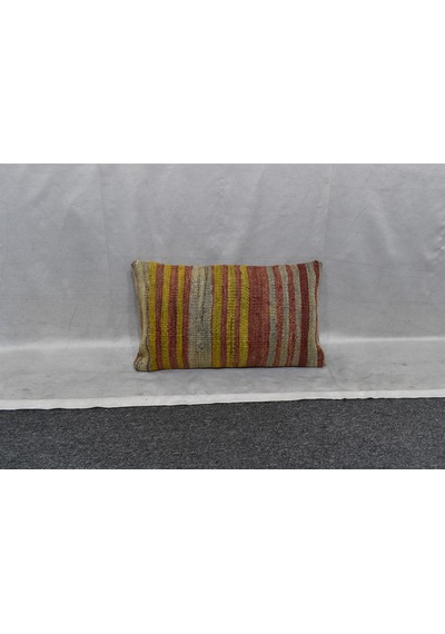 Zehra Abla Halı Yeni El Dokuma Dekoratif Lumbar Kilim Kırlent Yastık Kılıfı 7202 Çok Renkli