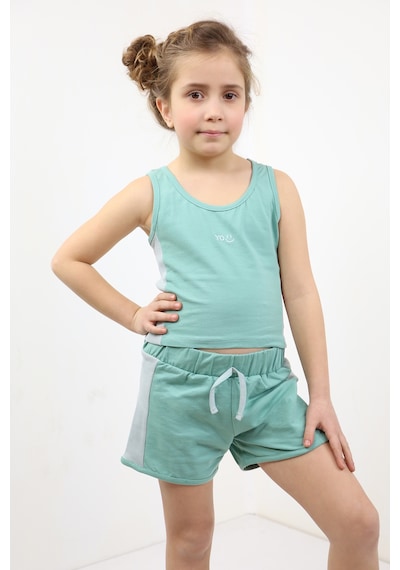 Toontoy Kids Toontoy Kız Çocuk Nakışlı Şortlu Takım Yeşil