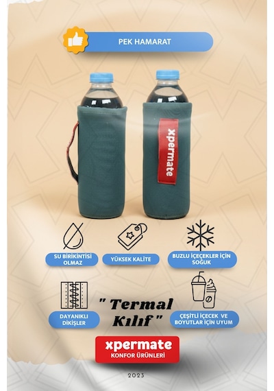 Xpermate Termal İçecek Kılıfı Sıcak & Soğuk Tutan Su Termal Kılıf 0,5l Gri