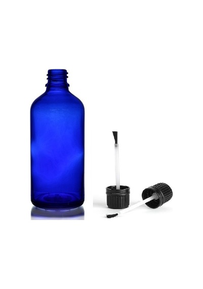 50ml Mavi Cam Şişe Fırça Kapaklı, 12 Adet, Ecza Şişesi, Kozmetik Şişe, Yapıştırıcı Şişesi, Yağ Şişesi Diğer