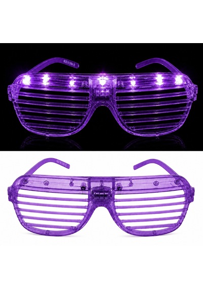 Led - 670 - Işıklı Panjur Parti Gözlüğü Mor Renk - Kmrsfres - Shutter Gözlük