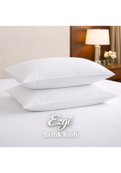 %100 Pamuk Akfil Otel Tipi Kapaklı 10 Adet Beyaz Yastık Kılıfı Kalın Kumaş Dayanıklı 5 Çift