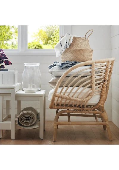 Ikea Beyaz Ferah Berjer Koltuk - Rattan Koltuk