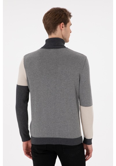 U.S. Polo Assn. Erkek Slim Fit Yarım Balıkçı Yaka Koyu Yeşil Kazak 50297057-VR049
