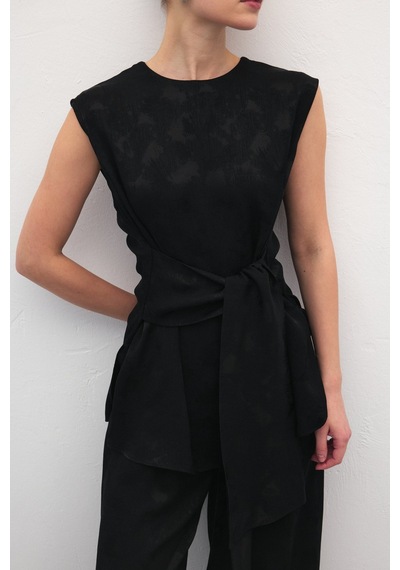 Sateen Camila Bluz - Siyah-137163 Siyah