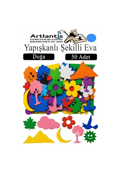 Şekilli Eva Yapışkanlı 50 Li 1 Paket Kendinden Yapışkanlı Eva Sticker Okul Öncesi Kreş Ana Sınıfı Etkinlik Proje Mavi