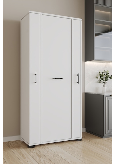 Aeka Ae-3083 Hazal Çok Amaçlı Mutfak Dolabı 3 Kapaklı 15 Raflı Kiler Dolabı Modern Tasarım 170x138x77,5 Beyaz