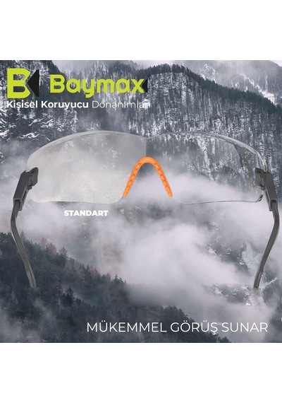 Baymax İş Güvenlik Gözlüğü Koruyucu Silikonlu Çapak Gözlük S300 Şeffaf