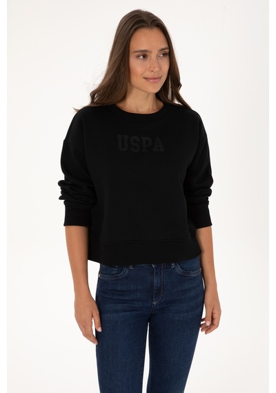 U.S. Polo Assn. Kadın Siyah Bisiklet Yaka Basic Sweatshirt 50307752-VR046