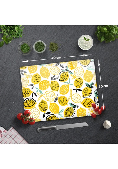 Decorita Cam Kesme Tahtası | Sarı Limonlar | 30cm x 40cm