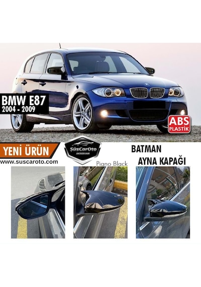 BMW E87 1 Serisi Makyajsız Kasa 2004-2009 Uyumlu Batman Yarasa Ayna Kapağı Piano Black ABS Plastik (00) (ŞüsCarOto Aksesuar)