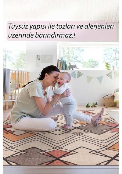 Foldy Modern Desenli Dokuma Taban Dekoratif Renkli Halı Fl 34 Renkli 4
