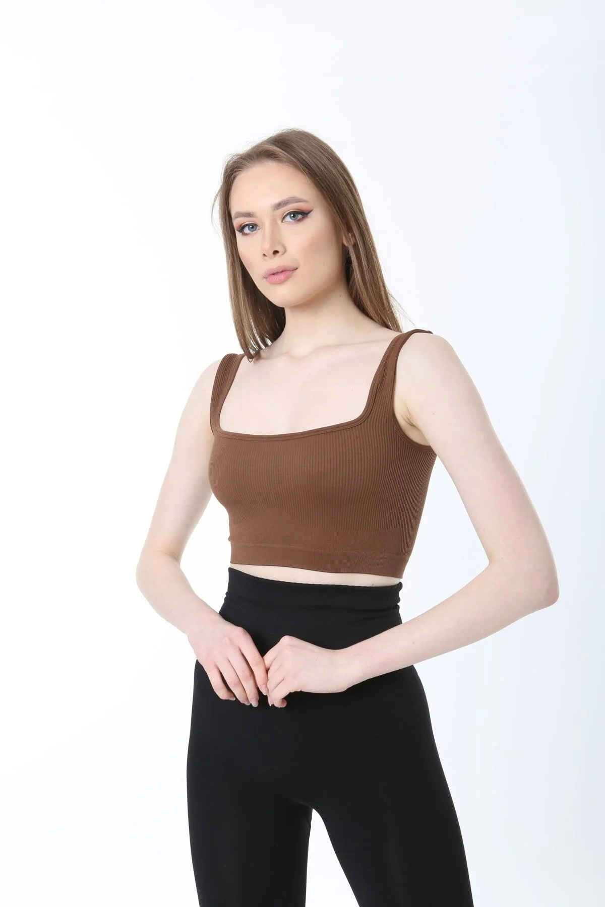 Perafit Kadın Crop Büstiyer Kahverengi
