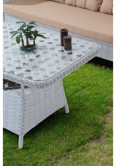 Canisa Antoryum Serisi 1. Sınıf 3+1+1+2 Puf Beyaz Rattan, Cappucino Minder Bahçe Balkon Oturma Koltuk Takımı Canisa Antoryum Serisi 1. Sınıf 3+1+1+2 Puf Beyaz Rattan, Cappucino Minder Bahçe Balkon Oturma Koltuk Takımı