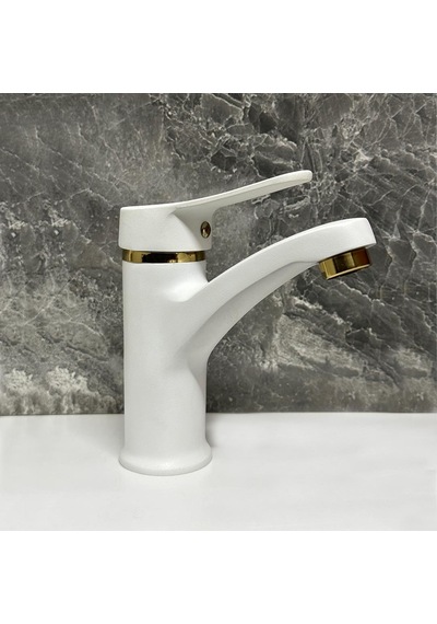 Inventa Yüksek Gövde Lavabo Bataryası Altın - Beyaz