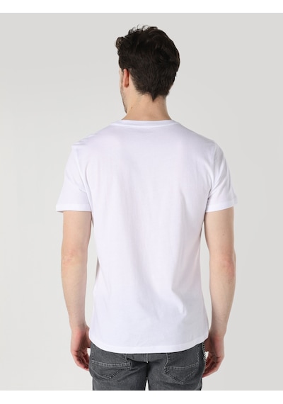 Colin'S Regular Fit Baskılı Beyaz Erkek Kısa Kol Tişört Cl1066597_Q1.V1_Wht