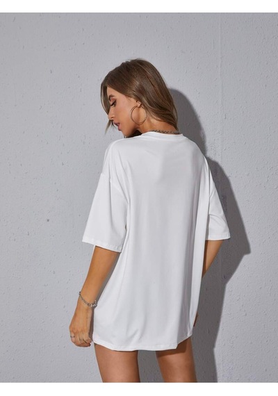 Uyguntarz Unisex Los Angeles Baskılı Tasarım Tshirt Beyaz