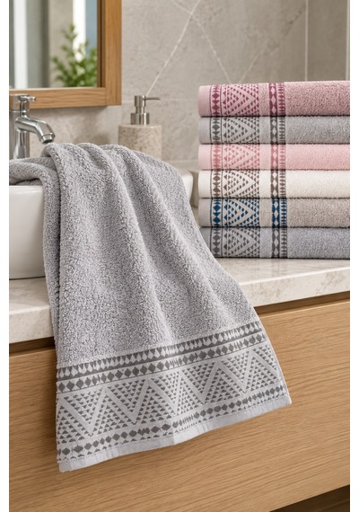 Otantik Jakarlı Banyo Havlusu Seti 6 Lı %100 Pamuk 70x140 Cm Çok Renkli
