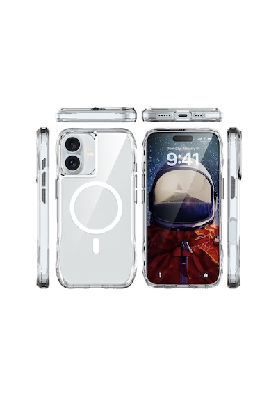 Apple Uyumlu iPhone 16 Plus Kılıf M-safe Şarj Özellikli Airbagli Şeffaf Zore İncek Kapak Seffaf