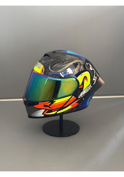 Ws-202 Güneş Vizörlü Çene Açılır Kask Siyah Vizörlü B1 Mavi/turuncu, Mavi