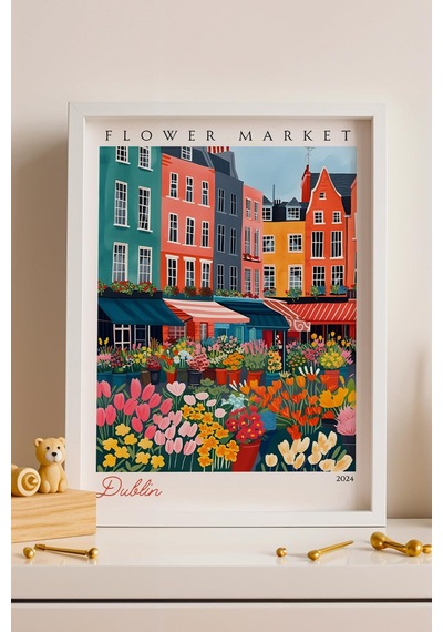 Dublin İrlanda Çerçeveli Tablo Seyahat Severlere Salon Ve Ofis İçin Estetik Duvar Dekoru Travel Flower Market