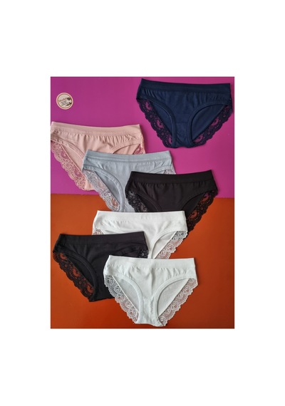 Demirsa Boutique Dantelli, Biye Detaylı Lacivert, Pudra, Mavi, 2 Beyaz Ve 2 Siyah Renk 7'li Modal Kadın Bikini Külot Çok Renkli Demirsa Boutique Dantelli, Biye Detaylı Lacivert, Pudra, Mavi, 2 Beyaz Ve 2 Siyah Renk 7'li Modal Kadın Bikini Külot Çok Renkli